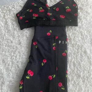 PINK Victoria's Secret Ultimate Black Cherry Print Pocketed Leggings